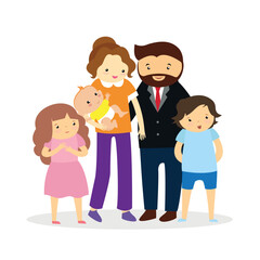 friendly family of five members