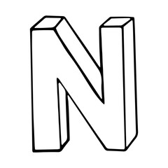 letter N hand drawn in doodle style.
