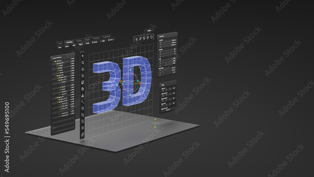 Aufkleber Engineering designer design 3D CAD software program Industrial engine model mechanical dimensional digital manufacturing factory engineer computer screen. 3d rendering.