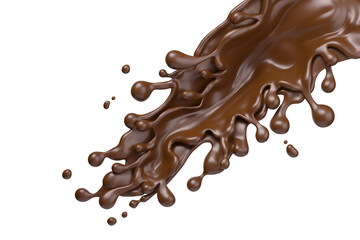chocolate splash and pouring,isolated on white background, Include clipping path. 3d illustration.
