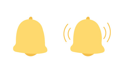 Flat colored yellow notification icon. Notification bell for website or phone.