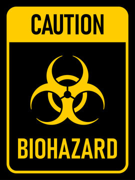 Vertical or Portrait Orientation Caution Biological Hazard or Biohazard Sign Symbol Icon with an Aspect Ratio of 3:4. Vector Image.