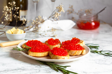 red Caviar sandwich. appetizer ideas 