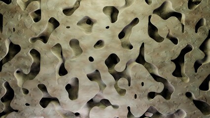 Organic porous material. Bone , nanoporous structures extreme magnification closeup. 3d render illustration