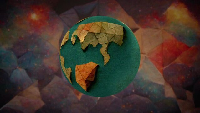 Origami globe, rotating earth (4K)

Video animation of a rotating globe made of folded paper, origami style. 
