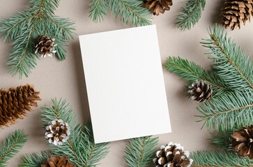 Fototapeta na wymiar Blank Christmas greeting card mockup