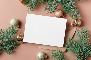 Fototapeta na wymiar Christmas greeting card, invitation or flyer mockup