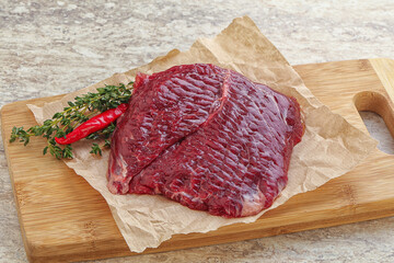 Raw beef machete steak for grill