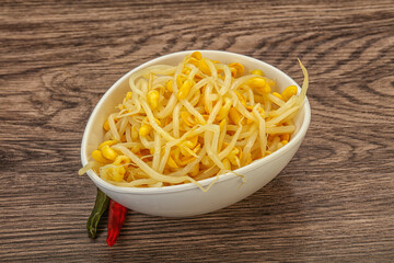 Soy sprout heap in the bowl