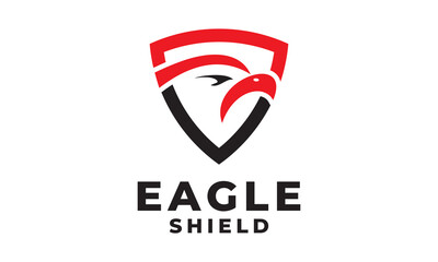 head eagle and shield logo design vector icon.