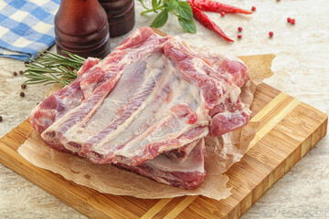 Raw pork ribs for cooking