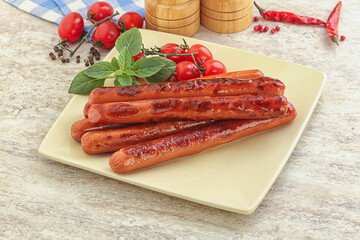 Roasted sausages in the plate