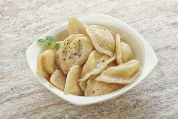 Russian traditional Vareniki - dumplings with potato