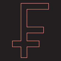 Obraz premium Neon franc symbol red color vector illustration image flat style