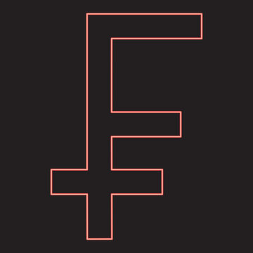 recommend clip art: Neon franc symbol red color vector illustration image flat style
