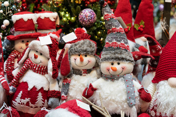 Close-up view of the Christmas snowman decoration.