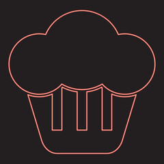 Neon cupcake red color vector illustration image flat style