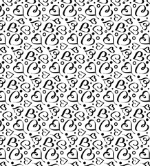 black and white hearts pattern