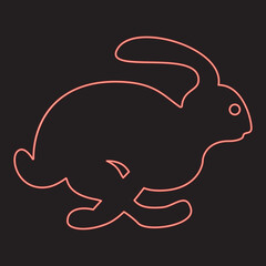 Neon rabbit hare concept speed red color vector illustration image flat style
