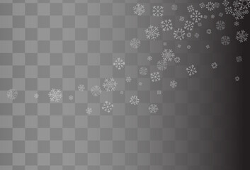 White Snowfall Vector Transparent Background. New