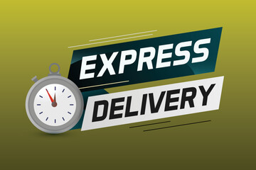 Express delivery word concept vector illustration with stopwatch style for use landing page, template, ui, web, mobile app, poster, banner, flyer, background, gift card, coupon, label	