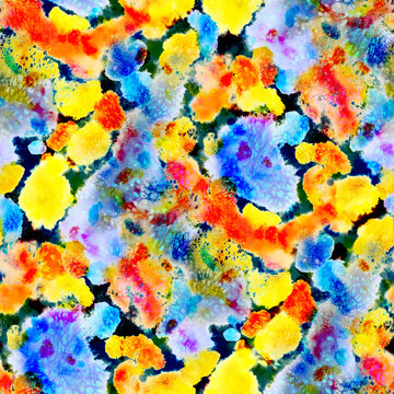 Watercolor abstract seamless pattern. Creative texture with bright abstract hand drawn elements. Abstract colorful print. © Natallia Novik