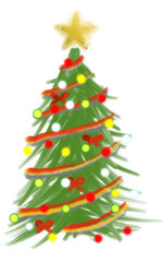 colorful christmas tree outline, doodle Christmas tree, happy Christmas
