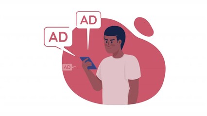 Animated isolated high ads frequency. Pop-up advertisement. Looped flat 2D character HD video footage with alpha channel. Colorful animation on transparent background for website, social media
