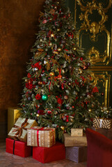 Fototapeta na wymiar New year or Christmas interior at home or in the Studio