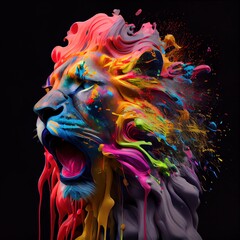 lion in paint splatter // got total: 20