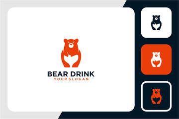 bear logo design with drink or wine