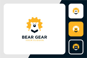 bear logo design with gears and industry