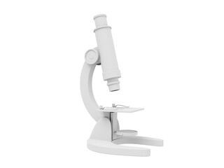 Cartoon white microscope. 3D rendering. Icon on white background
