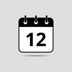 Simple flat icon of specific day calendar, appointment date set 12.
