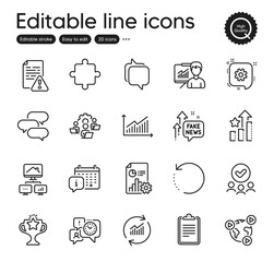 Set of Education outline icons. Contains icons as Ranking stars, Approved group and Recovery data elements. Teamwork, Clipboard, Video conference web signs. Report, Time management. Vector