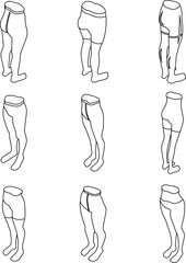 Tights icons set. Isometric set of tights vector icons outline vector on white background