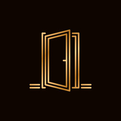 Door vector concept colorful line golden icon