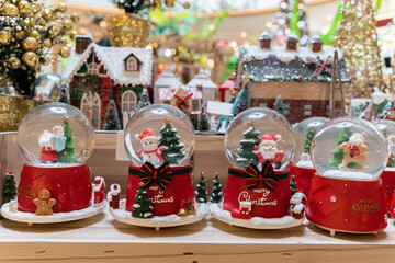 Christmas snow globe selling at the Christmas market.