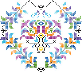 Traditional ornament of Ukrainian scheme for cross-stitching vyshyvanka pixel vector 
