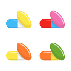 Pill flat icon isolated on white background.