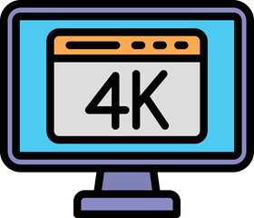 4k Display Vector Icon
