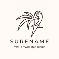 animal Parrot bird palm logo design illustrations custom logo design vector