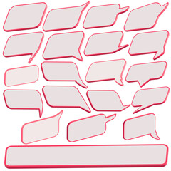 3d chat box illustration for massages, communication.
pink and white color. Chat dialogue  text.
Modern Realistic 3d. Icon isolated on white background.