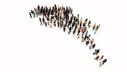 Concept conceptual large community of people forming the sign of a horse rider. 3d illustration metaphor for sport, competition,  training, relaxation,  hobby and fun