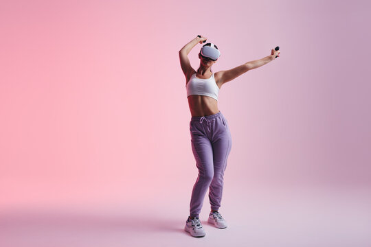 Young woman enjoying her virtual reality experience