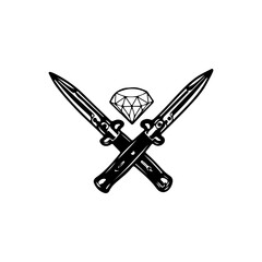 vector illustration of a knife with a diamond