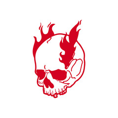 vector illustration of a skull with fire