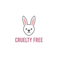 Cruelty free concept logo design with rabbit symbol. Not tested on animals icon. Vector illustration.