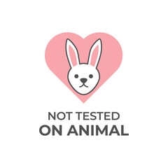 Cruelty free concept logo design with rabbit symbol. Not tested on animals icon. Vector illustration.
