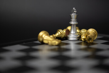 Chess board game and knight ,chess on board business management strategy and analysis with marketing plan concept.